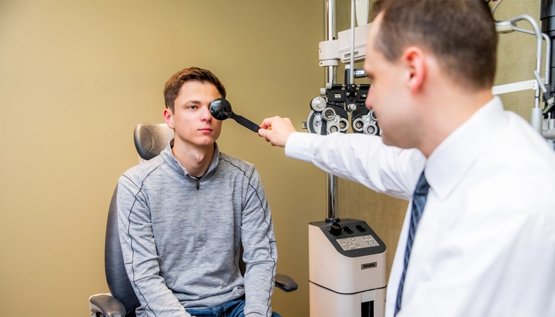 Man getting eye exam